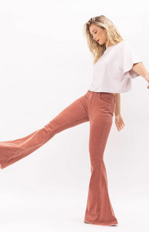 Corduroy Flare Jeans Red Bean