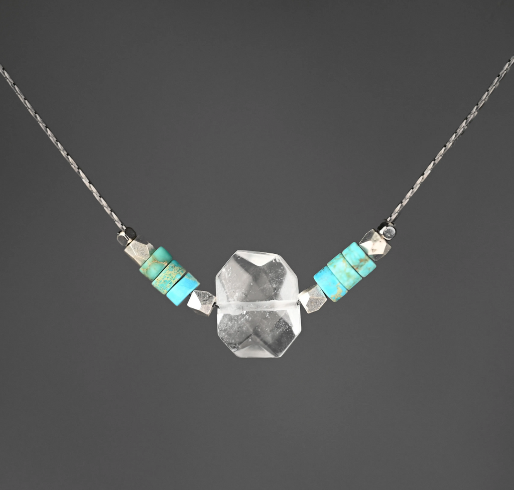 Heishi Crystal Necklace Turquoise Jasper