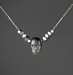 Hematite Skull Necklace Silver