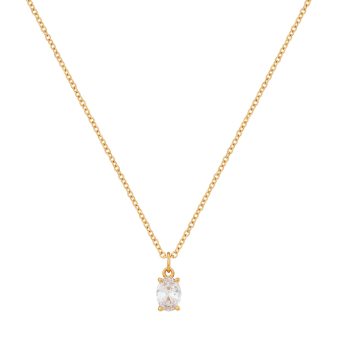 Oval Solitaire Necklace Gold