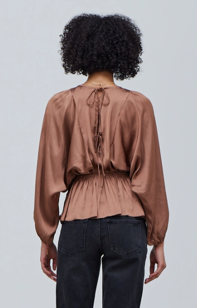 Satin Blouse With Back Tie Copper
