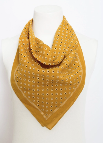 Daisy Flower Bandana Mustard