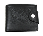 Floral Tooled Snap Wallet Black