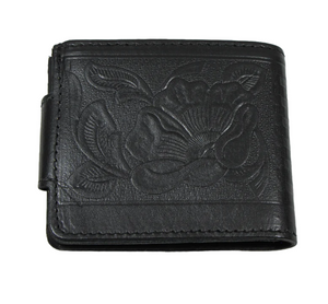 Floral Tooled Snap Wallet Black