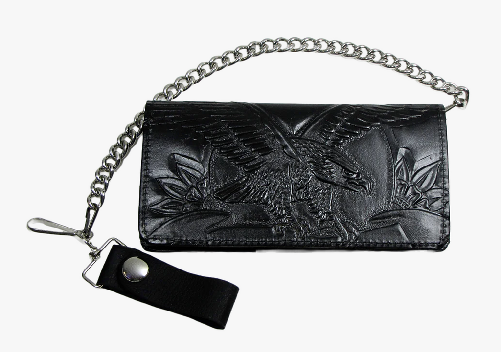 Tooled Eagle Long Bifold Chain Wallet