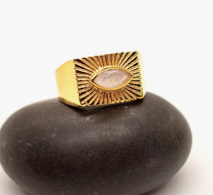 Deco Moonstone Sunray Ring