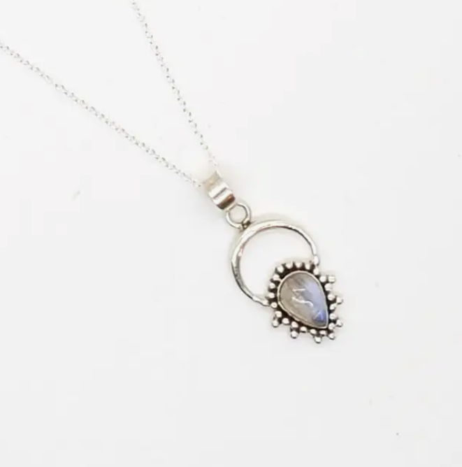 Teardrop Aura Necklace Silver
