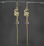 Pave Crystal Snake Herkimer Chain Drop Earrings