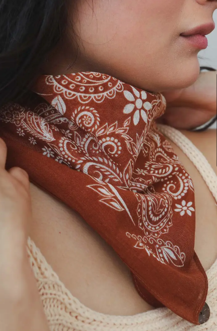 Paisley Floral Bandana Rust
