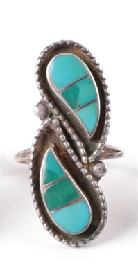 Vintage Sterling Silver Paisley Turquoise Ring Size 6