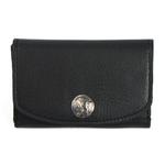 Leather Buffalo Nickel Snap Wallet Black