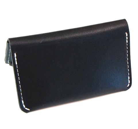 Leather Fold Over Card Holder Black