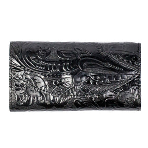 Tooled Leather Women's Wallet Black