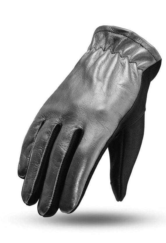 Ladies Silver Leather Bobber Moto Gloves