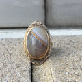Vintage 10k Gold Agate Ring Size 4.25