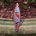 Vintage Sterling Turquoise and Coral Chip Ring Size 5.25