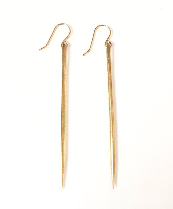 Bronze Sewing Needle Earrings