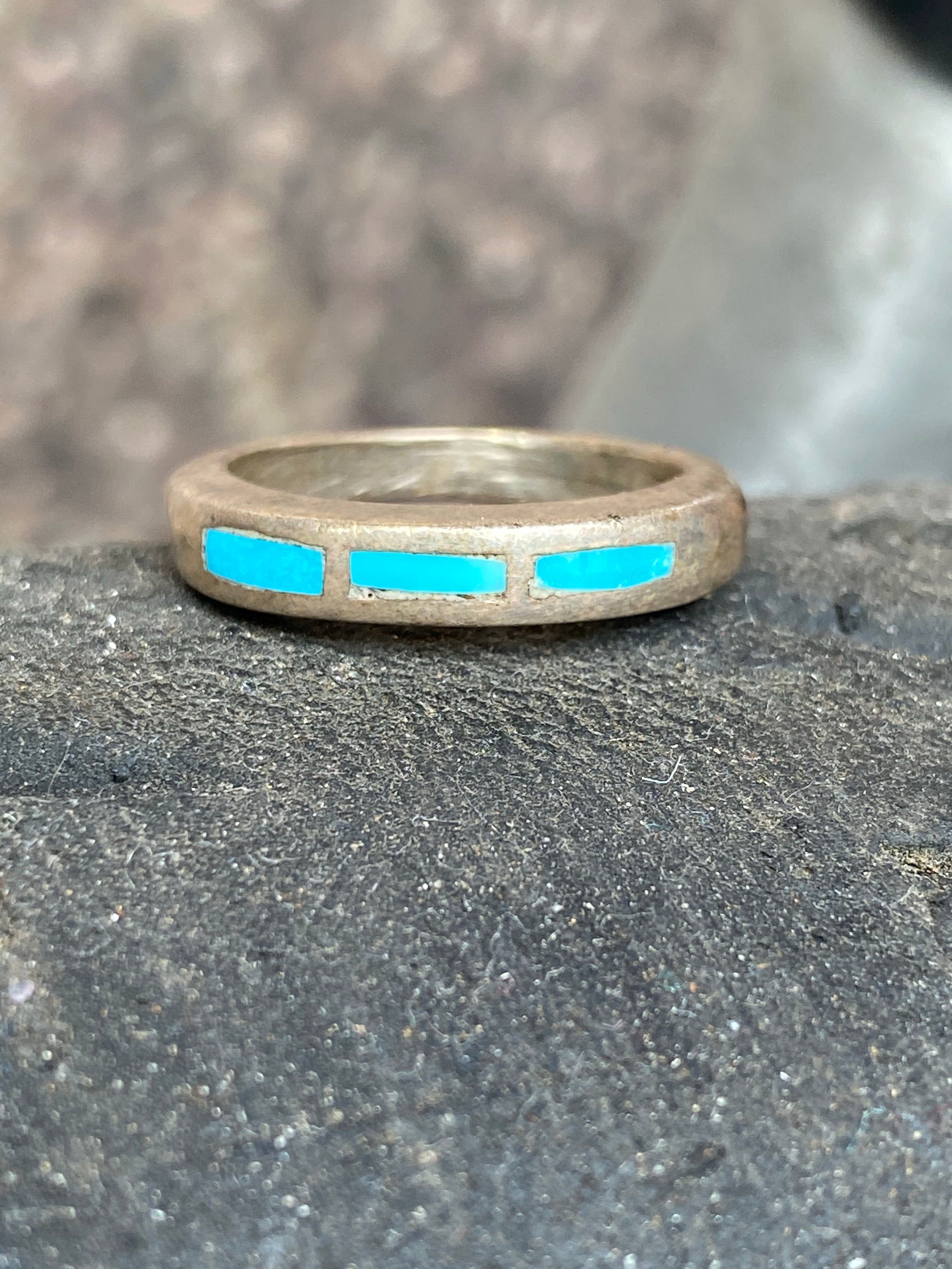 Vintage Sterling Turquoise Band Size 6.5