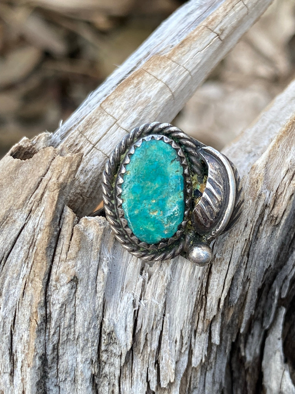 Vintage Sterling Turquoise Ring Size 6.25