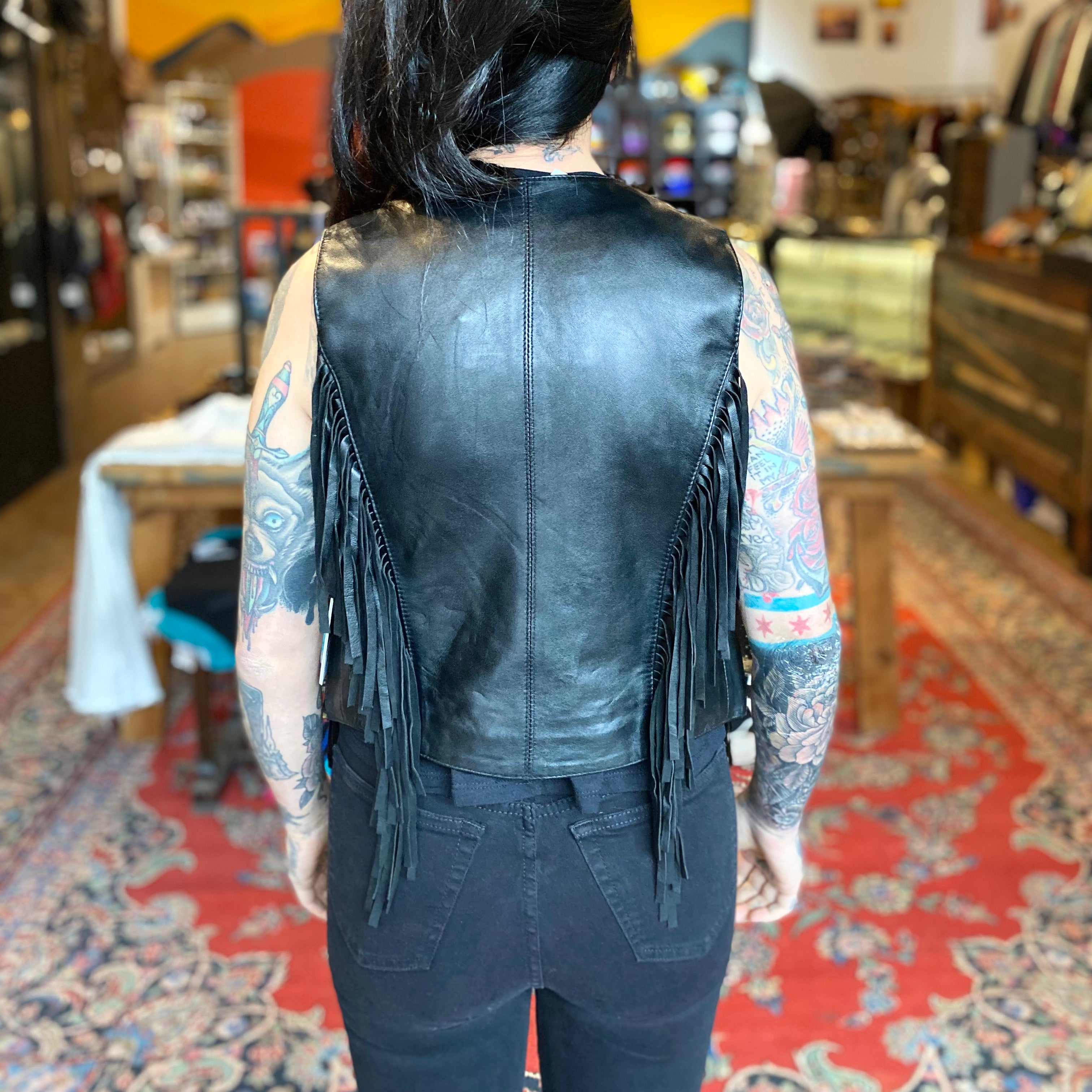 Fringe Snap Leather Vest