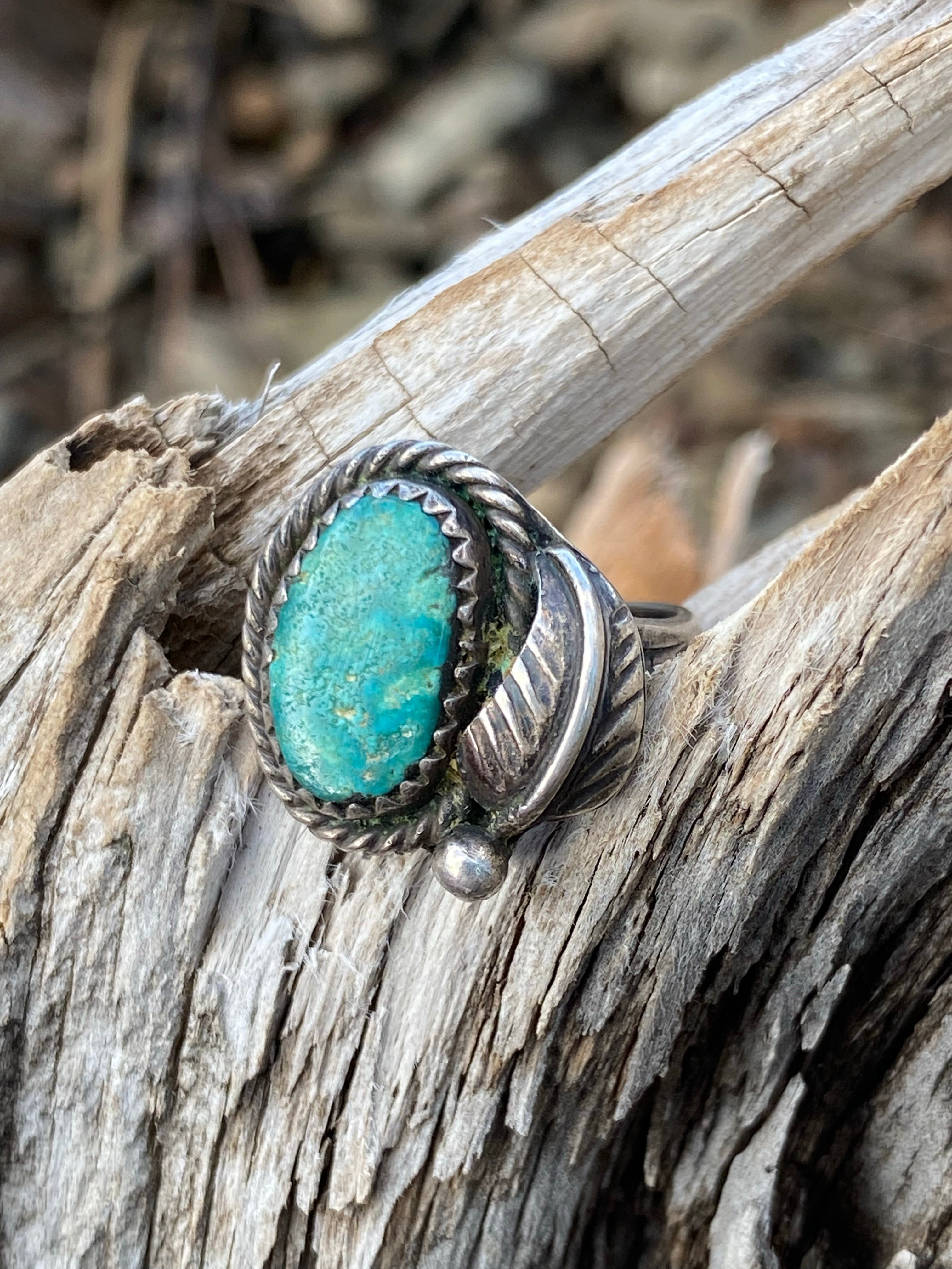 Vintage Sterling Turquoise Ring Size 6.25