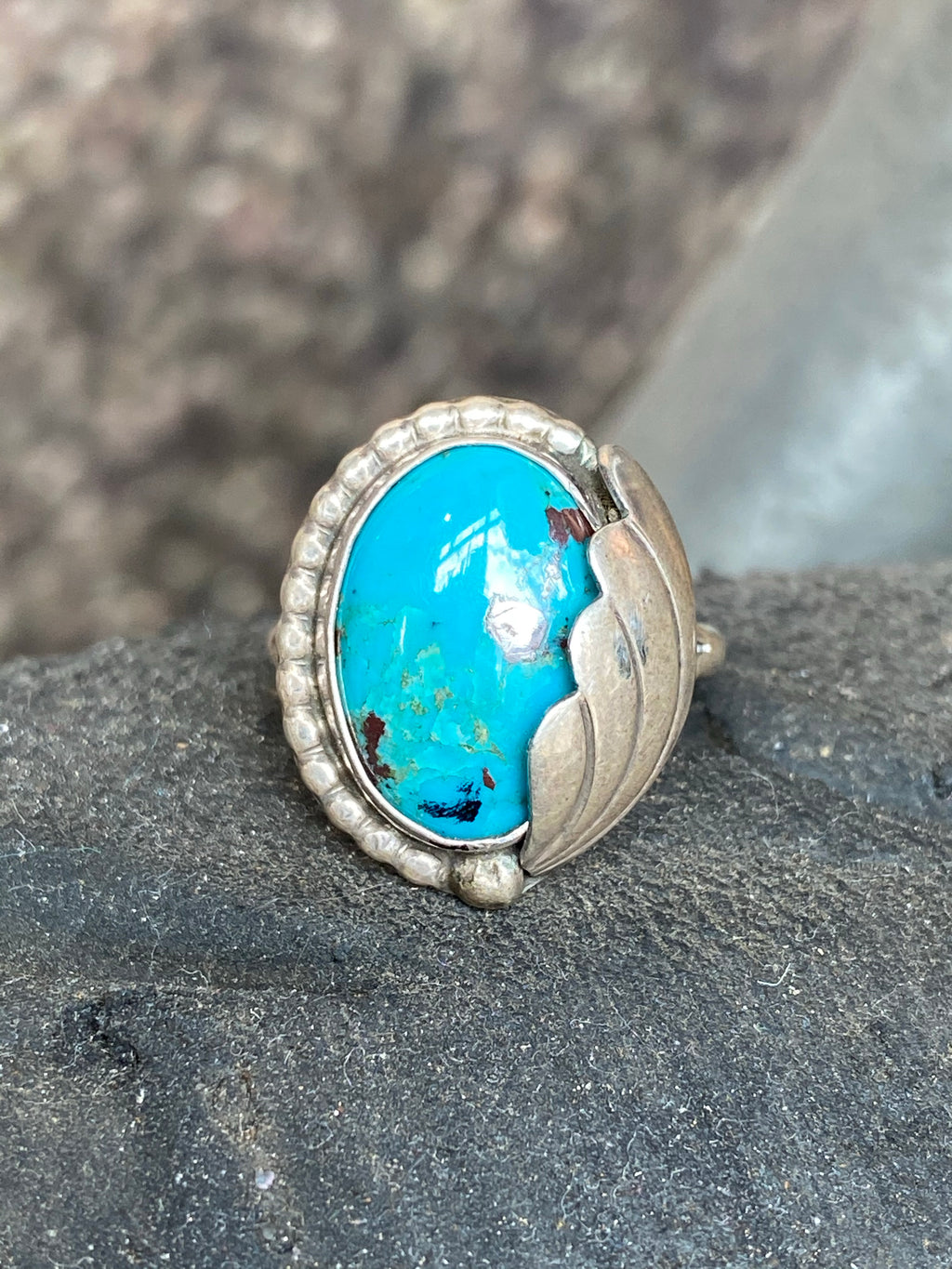 Vintage Sterling Turquoise Ring Size 8