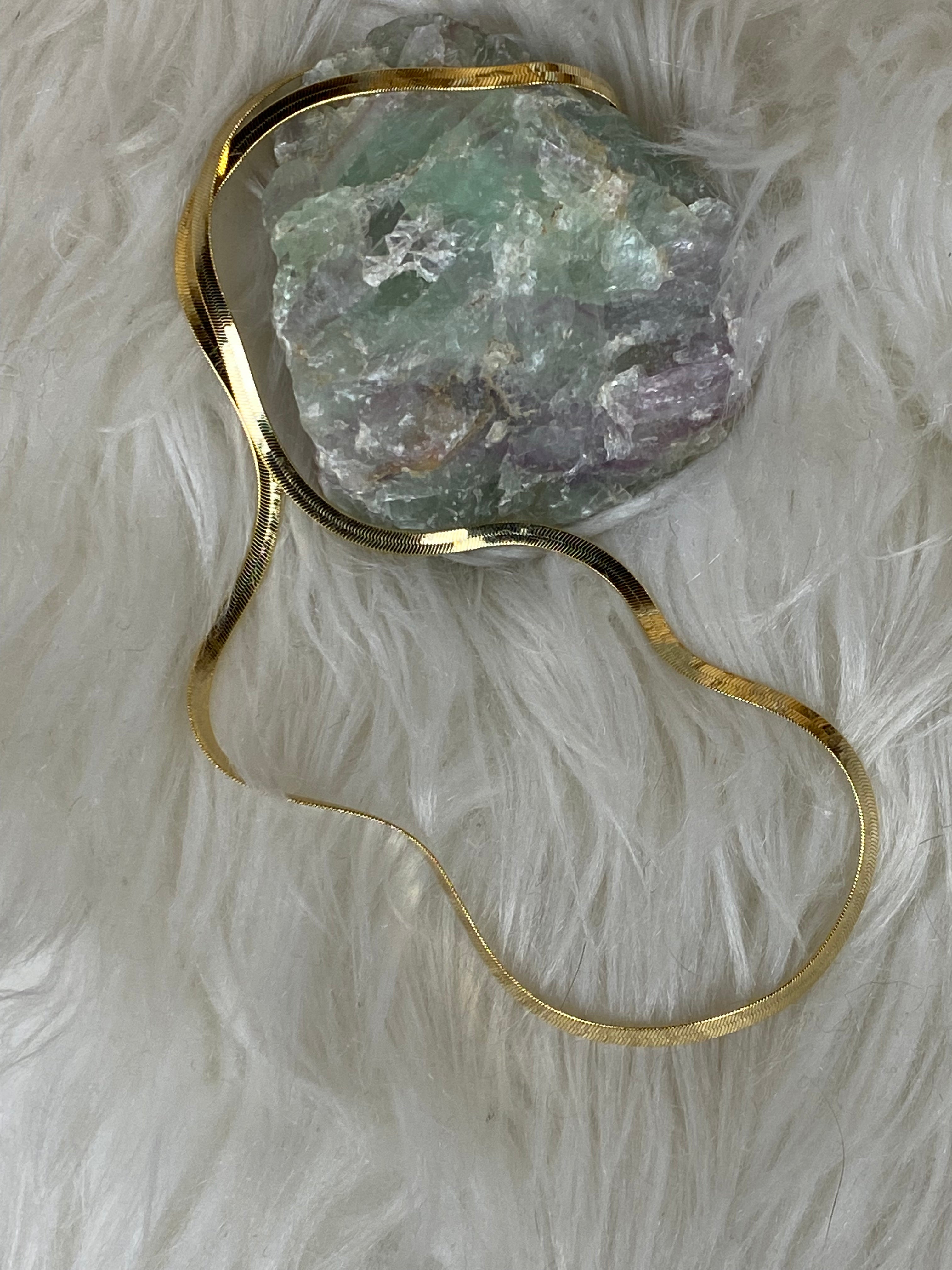 Herringbone Chain Necklace Gold