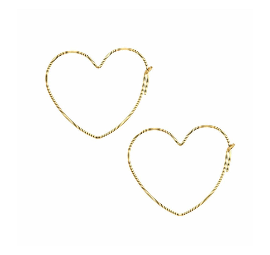 Gold Open Heart Hoop Earrings