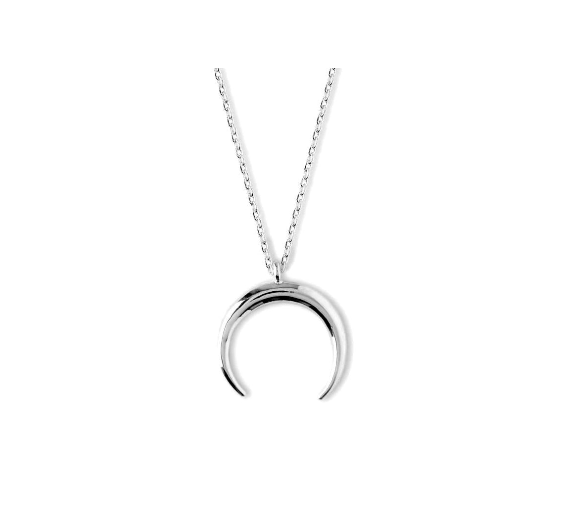 Waning Crescent Moon Necklace Silver