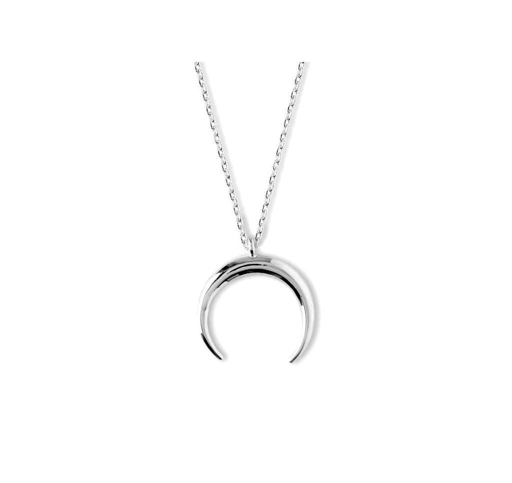 Waning Crescent Moon Necklace Silver