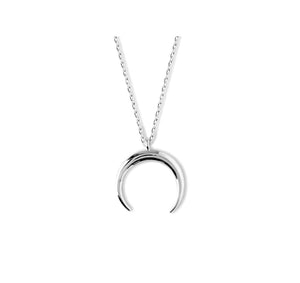Waning Crescent Moon Necklace Silver