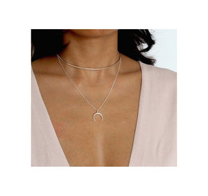 Waning Crescent Moon Necklace Silver