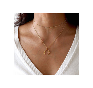 Waning Crescent Moon Necklace Gold