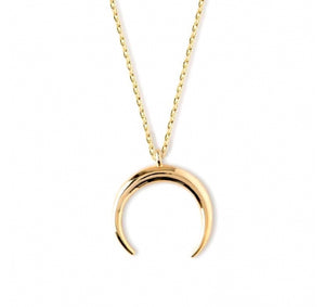 Waning Crescent Moon Necklace Gold